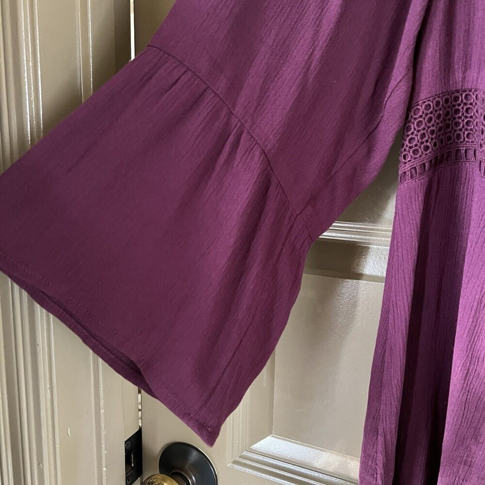 Torrid Babydoll Crinkle Gauze Crochet Lace-up Top 1X Rayon Blouse - Picture 4 of 7